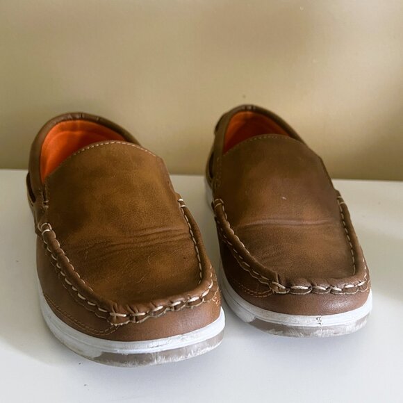 Cognac Brown Cherry Popo Boy's Loafers - Size 1 - Picture 2 of 6